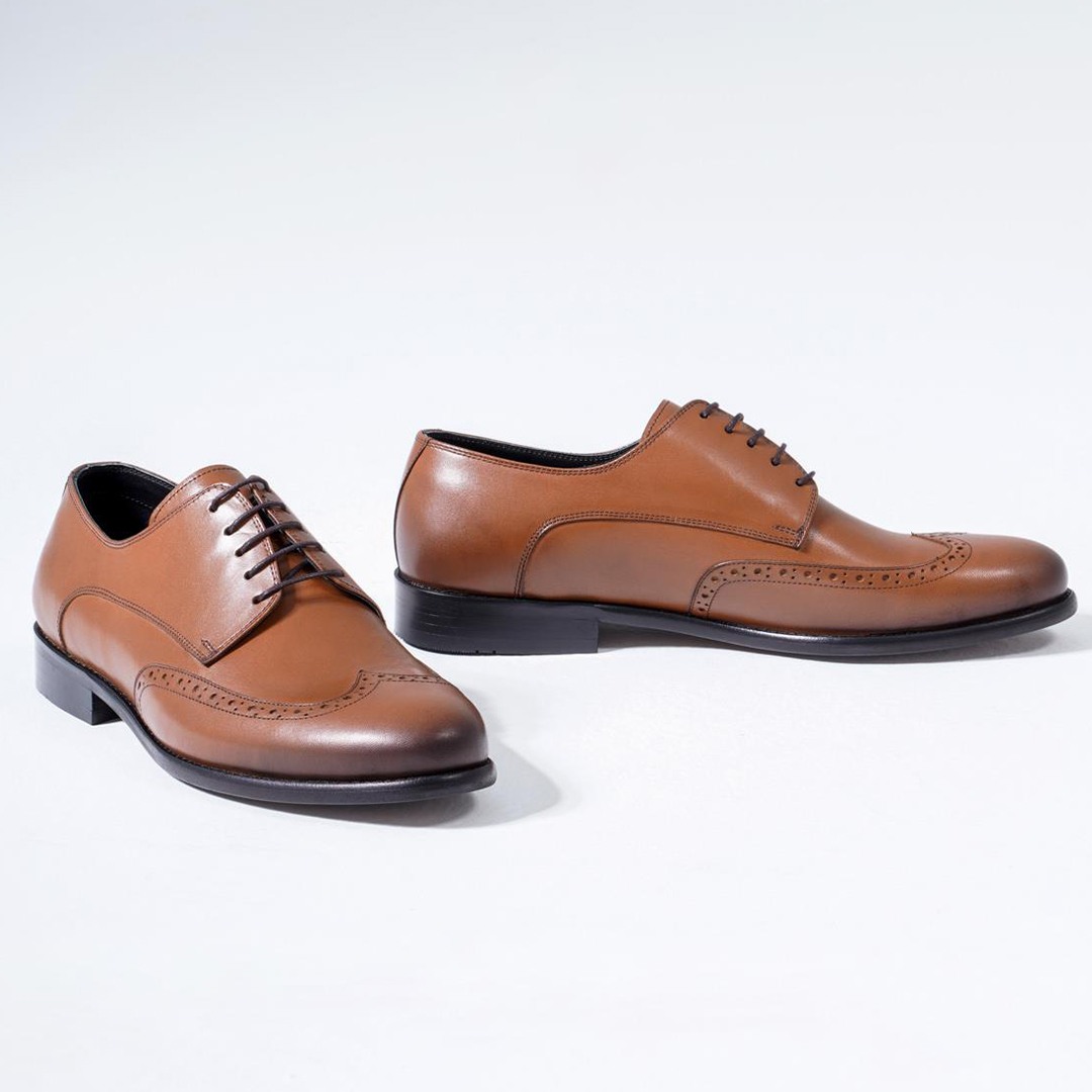 Pure Leather Men's Classic Shoes Lace-Up Brogue Model - 56.005.19