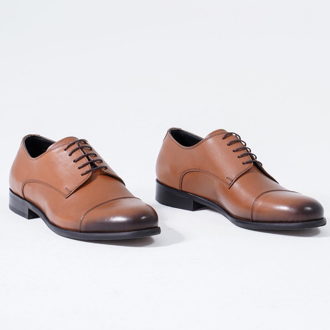 Pure Leather Men's Classic Shoes Oxford Lace-up Front Stripe Detail - 56.010.19